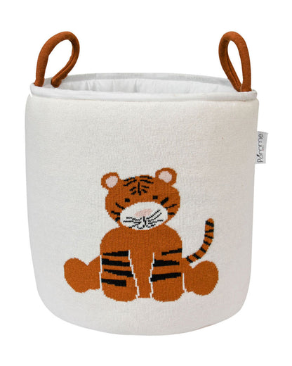 Pomme Storage Basket-For Clothes & Toys-With Handles-100% Cotton-Tiger