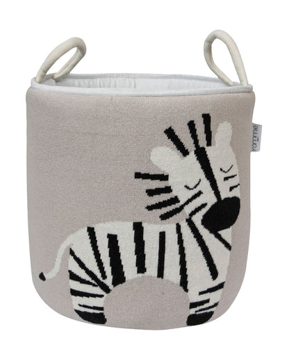 Pomme Storage Basket-For Clothes & Toys-With Handles-100% Cotton-Zebra