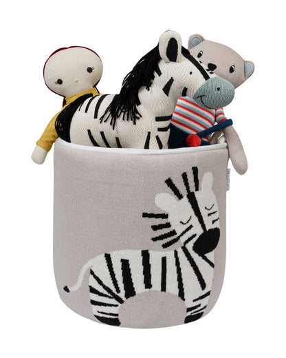 Pomme Storage Basket-For Clothes & Toys-With Handles-100% Cotton-Zebra