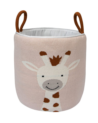 Pomme Storage Basket-For Clothes & Toys-With Handles-100% Cotton-Giraffe