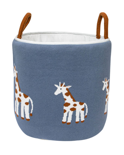 Pomme Storage Basket-For Clothes & Toys-With Handles-100% Cotton-Giraffe Race