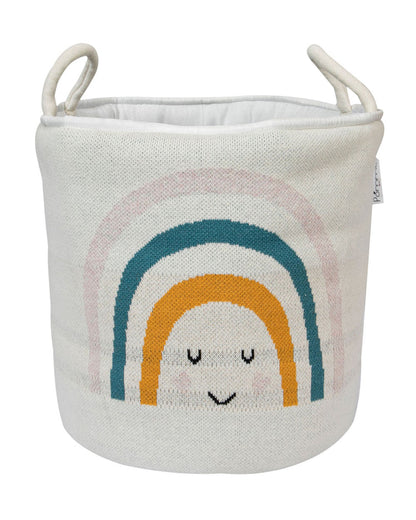Pomme Storage Basket-For Clothes & Toys-With Handles-100% Cotton-Rainbow