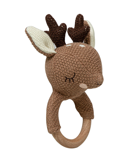 Pomme Deer Knitted Ring Rattle Toy-Lightweight & Easy To Hold-For Infants
