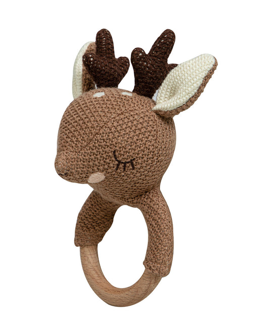 Pomme Deer Knitted Ring Rattle Toy-Lightweight & Easy To Hold-For Infants