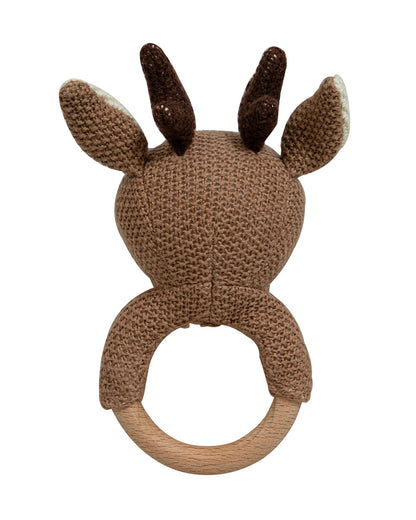 Pomme Deer Knitted Ring Rattle Toy-Lightweight & Easy To Hold-For Infants
