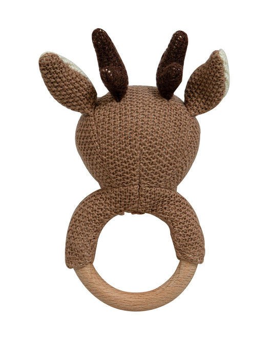 Pomme Deer Knitted Ring Rattle Toy-Lightweight & Easy To Hold-For Infants
