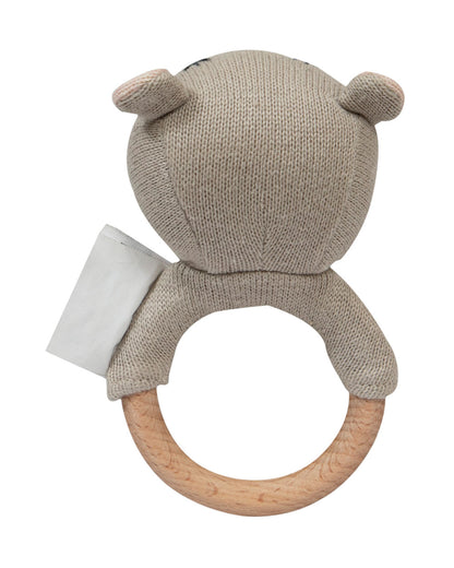Pomme Hippo Knitted Ring Rattle Toy-Lightweight & Easy To Hold-For Infants