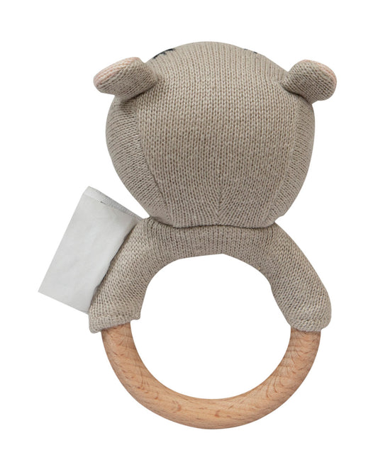 Pomme Hippo Knitted Ring Rattle Toy-Lightweight & Easy To Hold-For Infants