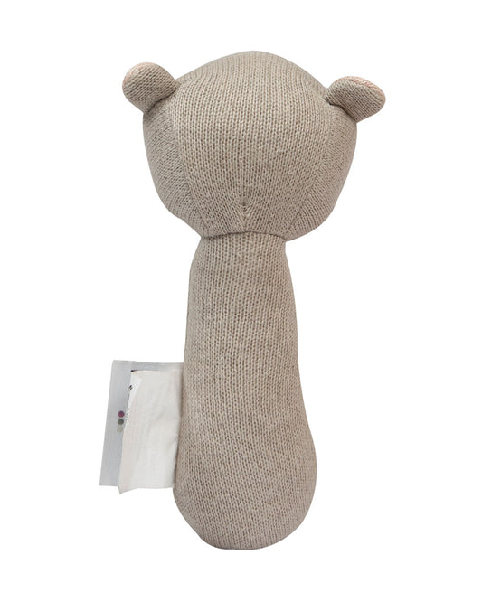 Pomme Hippo Knitted Stick Rattle Toy-Lightweight & Easy To Hold-For Infants