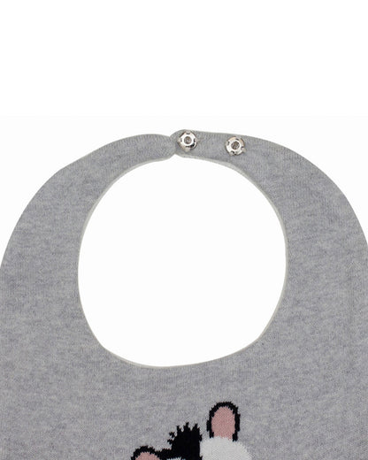 Pomme Cotton Knitted Grey Zebra Bib Apron-Lightweight and Breathable-6 to 36M