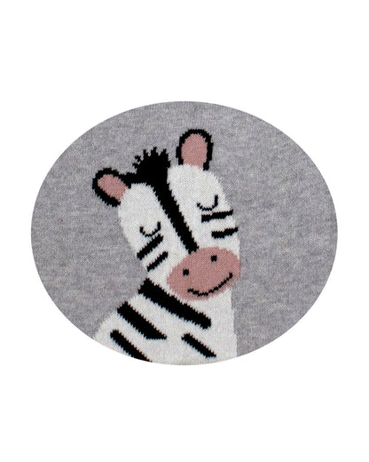Pomme Cotton Knitted Grey Zebra Bib Apron-Lightweight and Breathable-6 to 36M