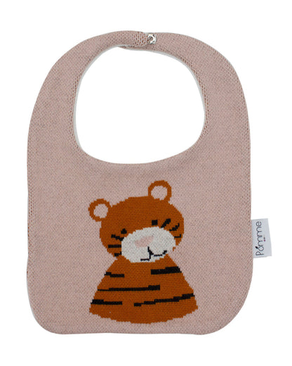 Pomme Cotton Knitted Tiger Bib Apron-Lightweight and Breathable-6 to 36M