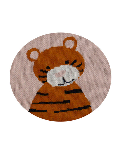 Pomme Cotton Knitted Tiger Bib Apron-Lightweight and Breathable-6 to 36M