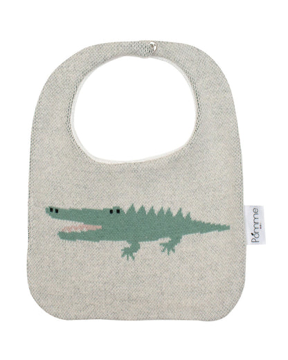 Pomme Cotton Knitted Alligator Bib Apron-Lightweight and Breathable-6 to 36M