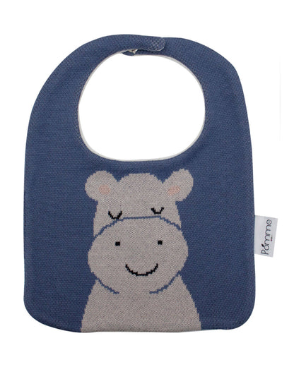 Pomme Cotton Knitted Hippo Bib Apron-Lightweight and Breathable-6 to 36M