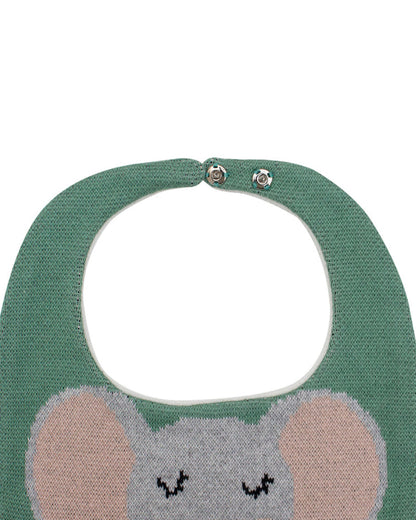 Pomme Cotton Knitted Green Elephant Bib Apron-Lightweight and Breathable-6 to 36M