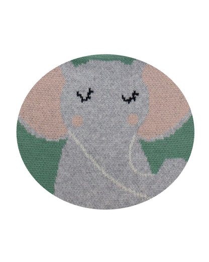 Pomme Cotton Knitted Green Elephant Bib Apron-Lightweight and Breathable-6 to 36M