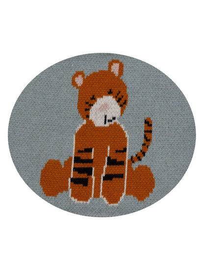 Pomme Cotton Knitted Grey Tiger Bib Apron-Lightweight and Breathable-6 to 36M