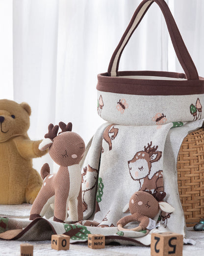 Pomme Deer Knitted Gift Basket-Pack of 4-Gift For Baby Shower & Baby Birthday