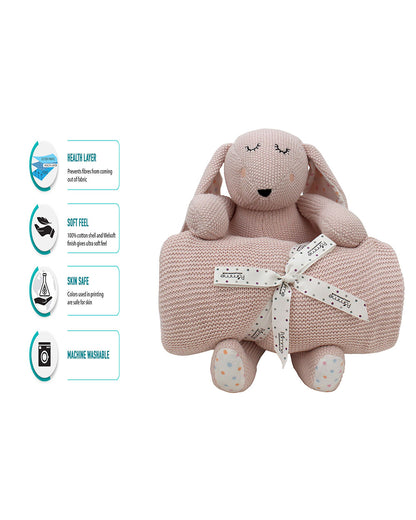 Pomme Knitted Pink Bunny Gift Set-Pack of 2-Gift For Baby Shower & Baby Birthday