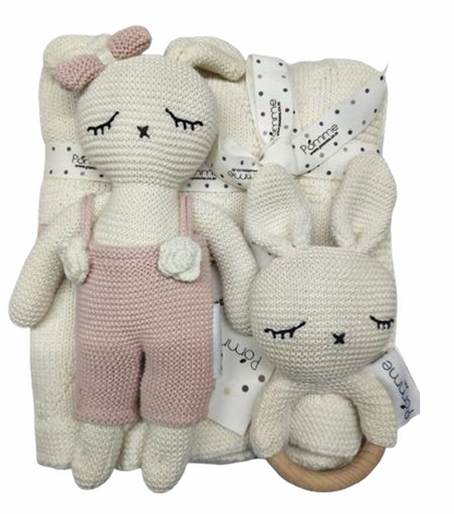 Pomme Newborn Essentials Knitted Gift Set For Baby Shower-Pack of 3-Natural Bunny