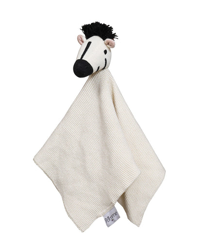 Pomme Zebra Cotton Knitted Cuddle Cloth-Promotes Tactile Stimulation-Easily Washable-Plush Cuddly Soft Toy For Newborn