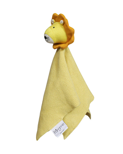 Pomme Lion Cotton Knitted Cuddle Cloth-Promotes Tactile Stimulation-Easily Washable-Plush Cuddly Soft Toy For Newborn