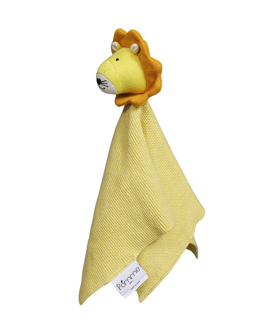 Pomme Lion Cotton Knitted Cuddle Cloth-Promotes Tactile Stimulation-Easily Washable-Plush Cuddly Soft Toy For Newborn