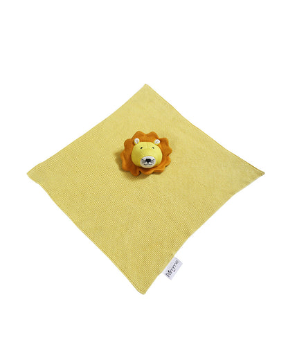 Pomme Lion Cotton Knitted Cuddle Cloth-Promotes Tactile Stimulation-Easily Washable-Plush Cuddly Soft Toy For Newborn
