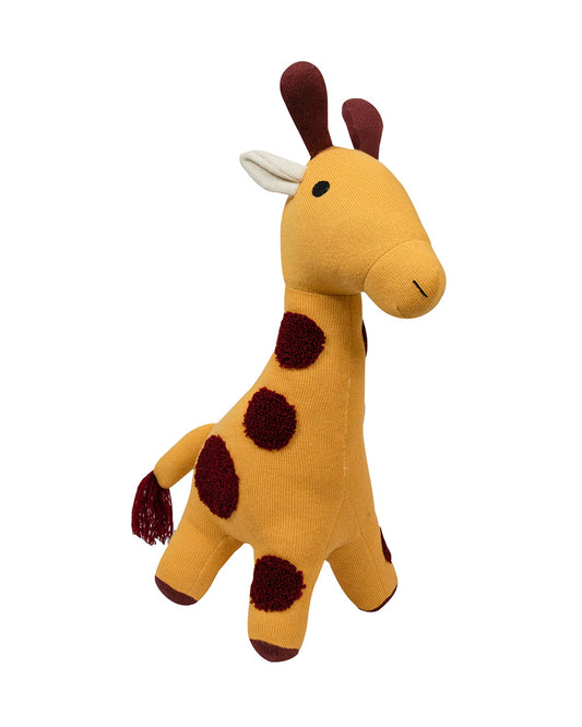 Pomme Yellow Giraffe Cotton Knitted Soft Toy-Promotes Visual Stimulation-Plush Cuddly Toy For Newborn
