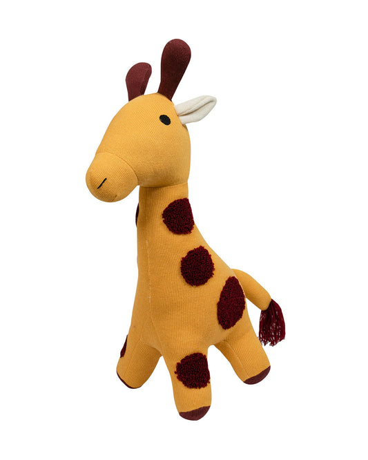 Pomme Yellow Giraffe Cotton Knitted Soft Toy-Promotes Visual Stimulation-Plush Cuddly Toy For Newborn