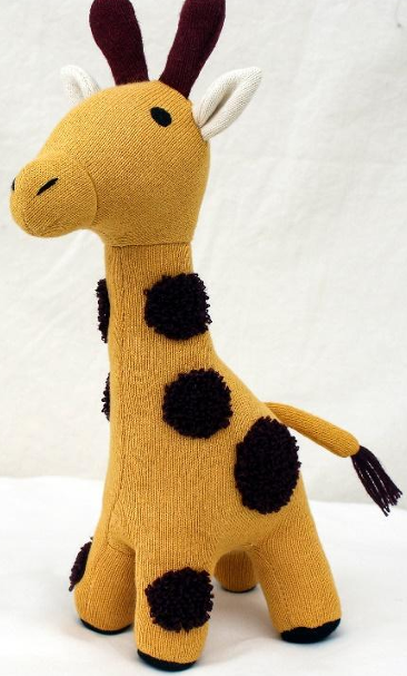 Pomme Yellow Giraffe Cotton Knitted Soft Toy-Promotes Visual Stimulation-Plush Cuddly Toy For Newborn