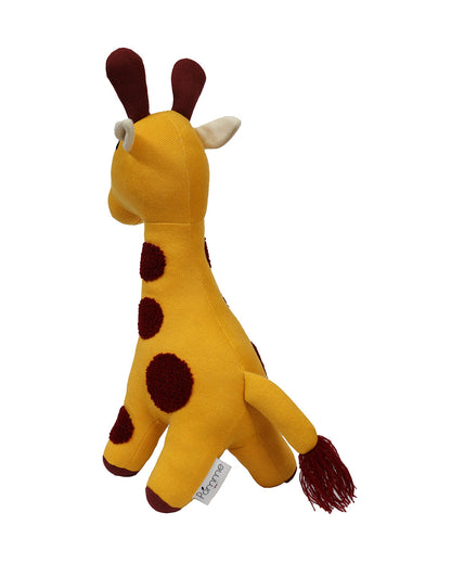 Pomme Yellow Giraffe Cotton Knitted Soft Toy-Promotes Visual Stimulation-Plush Cuddly Toy For Newborn