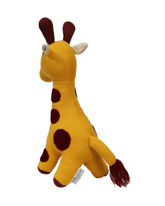 Pomme Yellow Giraffe Cotton Knitted Soft Toy-Promotes Visual Stimulation-Plush Cuddly Toy For Newborn