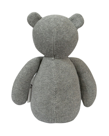 Pomme Grey Bear Cotton Knitted Soft Toy-Promotes Tactile Stimulation-Plush Cuddly Toy For Newborn