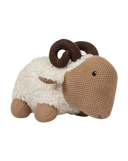 Pomme Cute Horn Sheep Cotton Knitted Soft Toy-Promotes Tactile Stimulation-Plush Cuddly Toy For Newborn