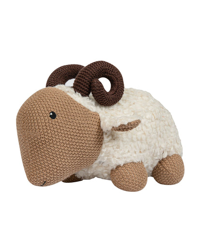 Pomme Cute Horn Sheep Cotton Knitted Soft Toy-Promotes Tactile Stimulation-Plush Cuddly Toy For Newborn