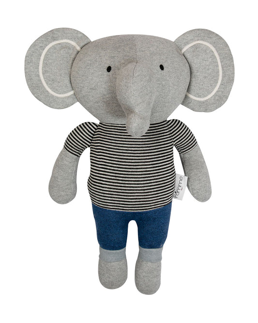 Pomme Grey Elephant Cotton Knitted Soft Toy-Promotes Tactile Stimulation-Plush Cuddly Toy For Newborn