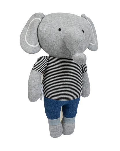 Pomme Grey Elephant Cotton Knitted Soft Toy-Promotes Tactile Stimulation-Plush Cuddly Toy For Newborn