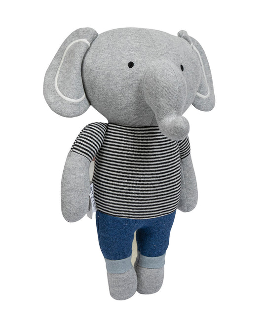Pomme Grey Elephant Cotton Knitted Soft Toy-Promotes Tactile Stimulation-Plush Cuddly Toy For Newborn