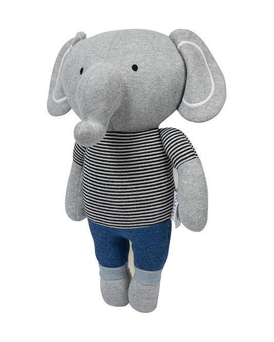 Pomme Grey Elephant Cotton Knitted Soft Toy-Promotes Tactile Stimulation-Plush Cuddly Toy For Newborn