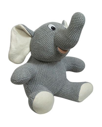 Pomme Sitting Elephant Grey Moss Knitted Soft Toy-Promotes Tactile Stimulation-Plush Cuddly Toy For Newborn