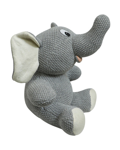 Pomme Sitting Elephant Grey Moss Knitted Soft Toy-Promotes Tactile Stimulation-Plush Cuddly Toy For Newborn