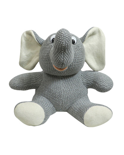 Pomme Sitting Elephant Grey Moss Knitted Soft Toy-Promotes Tactile Stimulation-Plush Cuddly Toy For Newborn
