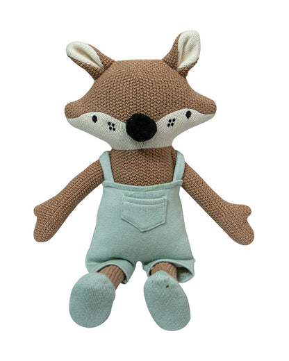 Pomme Fox With Dress Cotton Knitted Soft Toy-Promotes Visual Stimulation-Plush Cuddly Toy For Newborn