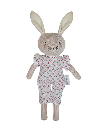 Pomme Bunny With Dress Cotton Knitted Soft Toy-Promotes Visual Stimulation-Plush Cuddly Toy For Newborn