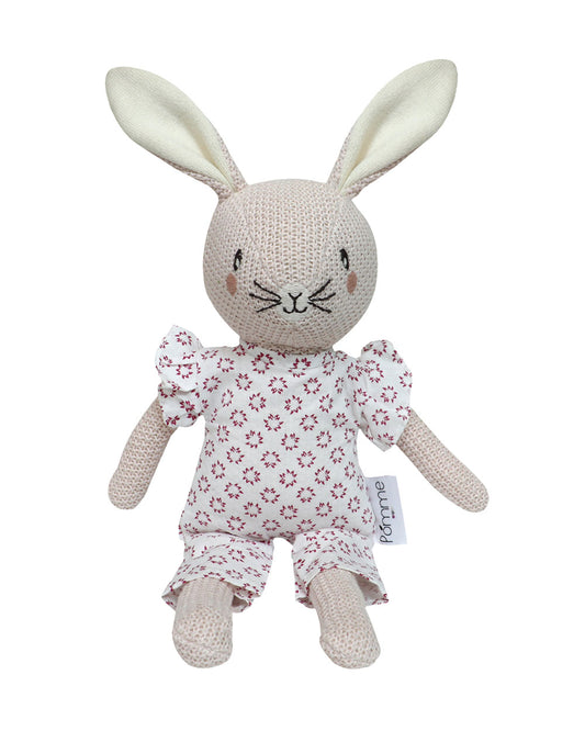 Pomme Bunny With Dress Cotton Knitted Soft Toy-Promotes Visual Stimulation-Plush Cuddly Toy For Newborn