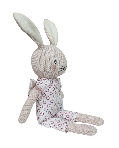 Pomme Bunny With Dress Cotton Knitted Soft Toy-Promotes Visual Stimulation-Plush Cuddly Toy For Newborn