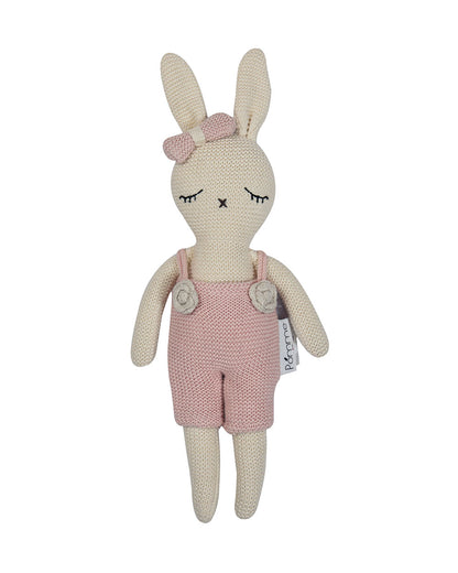 Pomme Ivory Blush Bunny With Dress Cotton Knitted Soft Toy-Promotes Visual Stimulation-Plush Cuddly Toy For Newborn