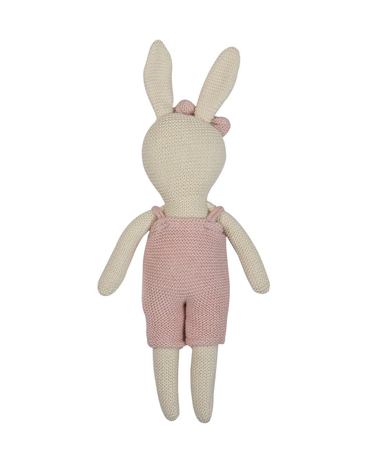 Pomme Ivory Blush Bunny With Dress Cotton Knitted Soft Toy-Promotes Visual Stimulation-Plush Cuddly Toy For Newborn